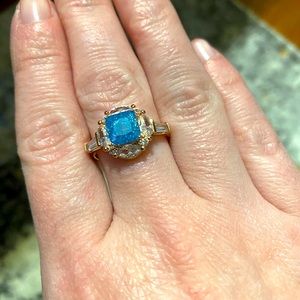 Smokey blue ice crystal ring